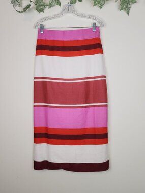Ann Taylor Size 6 Striped Multicolor Lined Blend Midi Pencil Skirt Lined